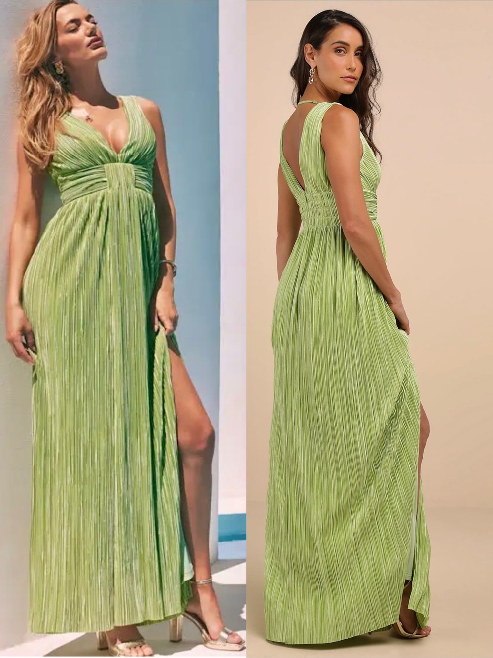 LULUS Pleated Satin Empire Waist Y2K Princesscore Wedding Guest Goddess Dress L